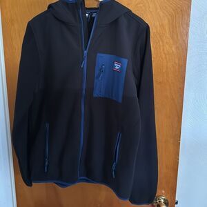 Reebok Jacket Mens Medium Black Fleece Zip Pockets